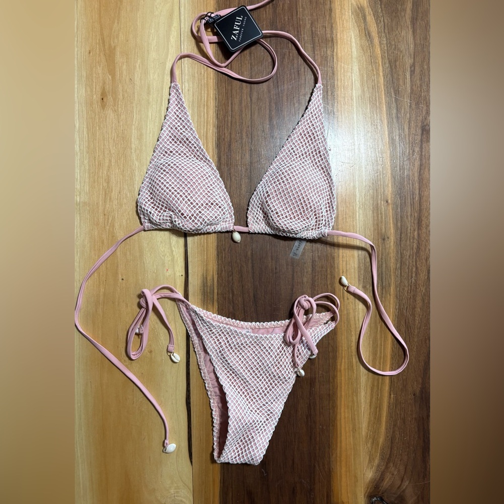 Zaful Light Pink Mesh Bikini